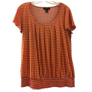 STYLE & CO blouson top, jersey fabric.  Flutter sleeves, elastic hem. Large
